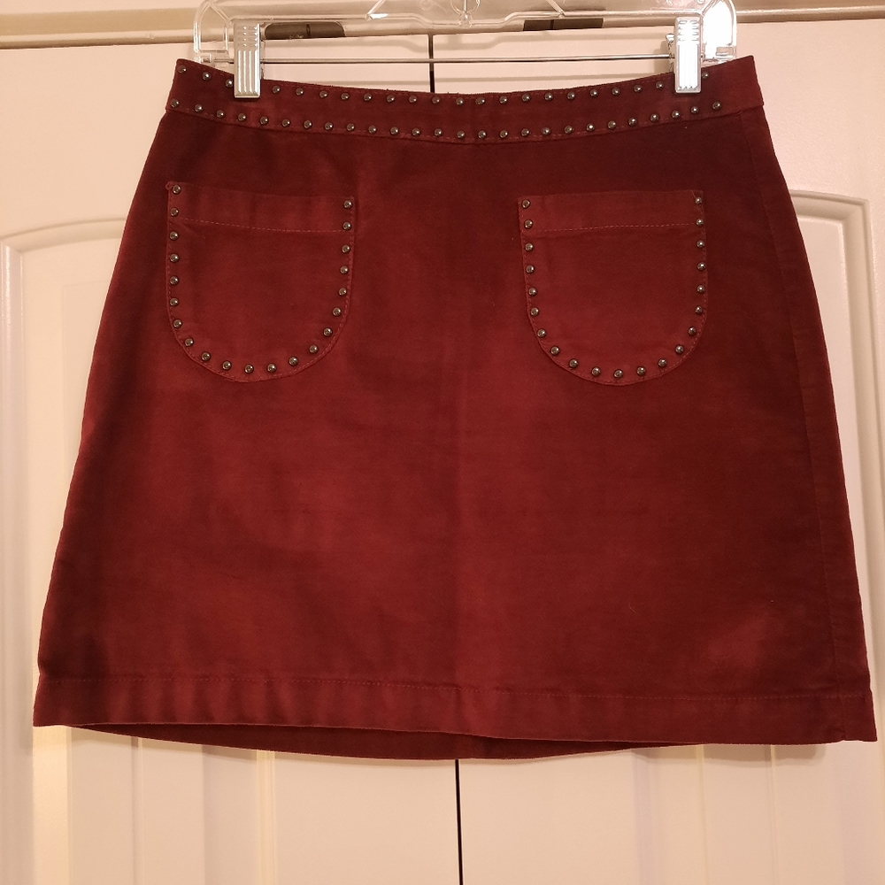 Dark berry colored velvet mini skirt